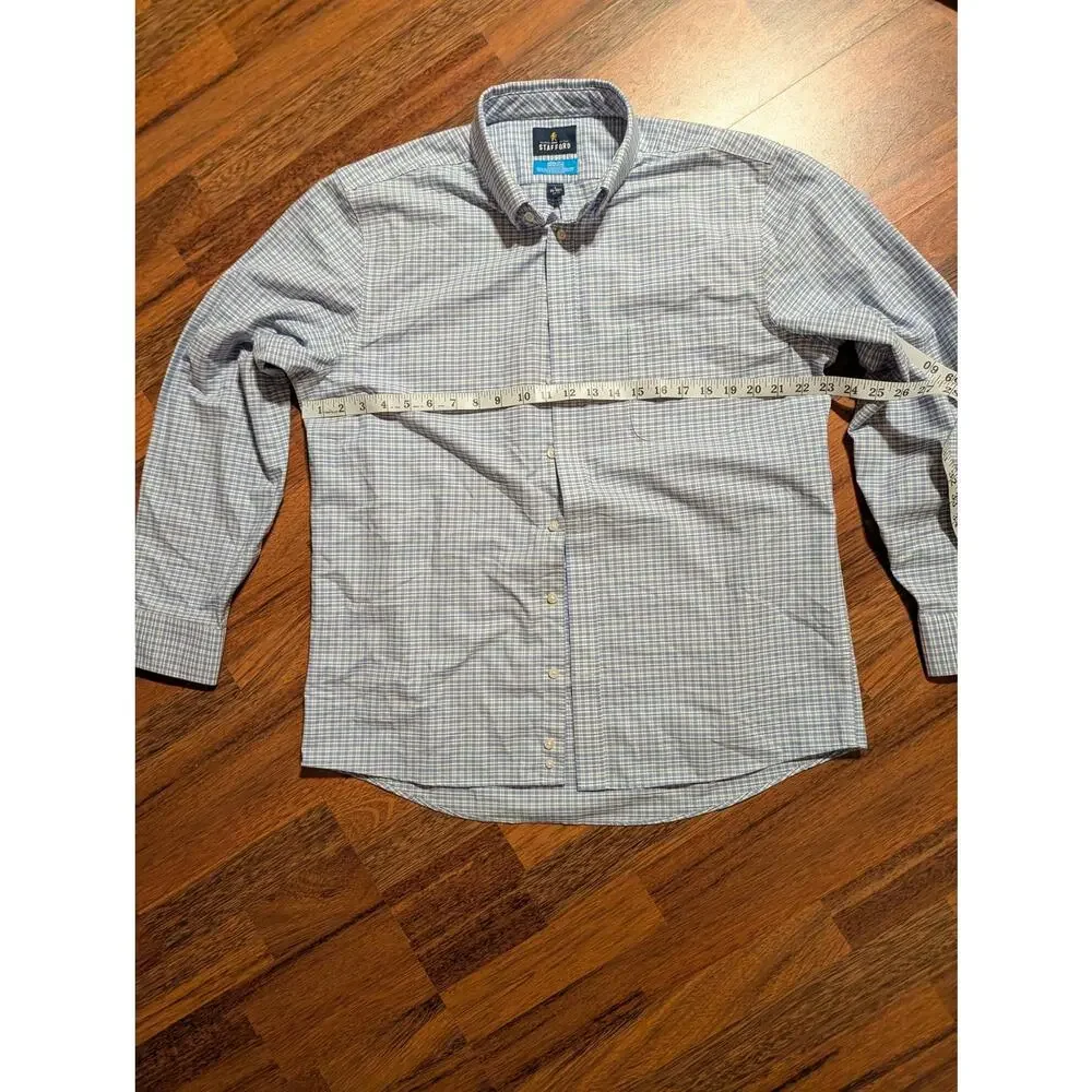 Stafford Tailored Culture Cool Max Mens Large Reg Fit Button Up Plaid Pattern